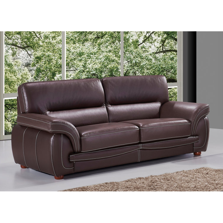 Hokku Designs 80" Genuine Leather Pillow Top Arm Sofa & Reviews Wayfair